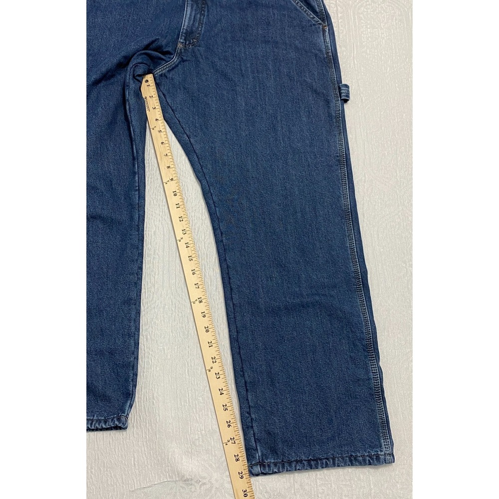 Wrangler Mens 38x30 Blue Fleece Lined Carpenter Jeans Denim Relaxed Fit - Picture 8 of 9